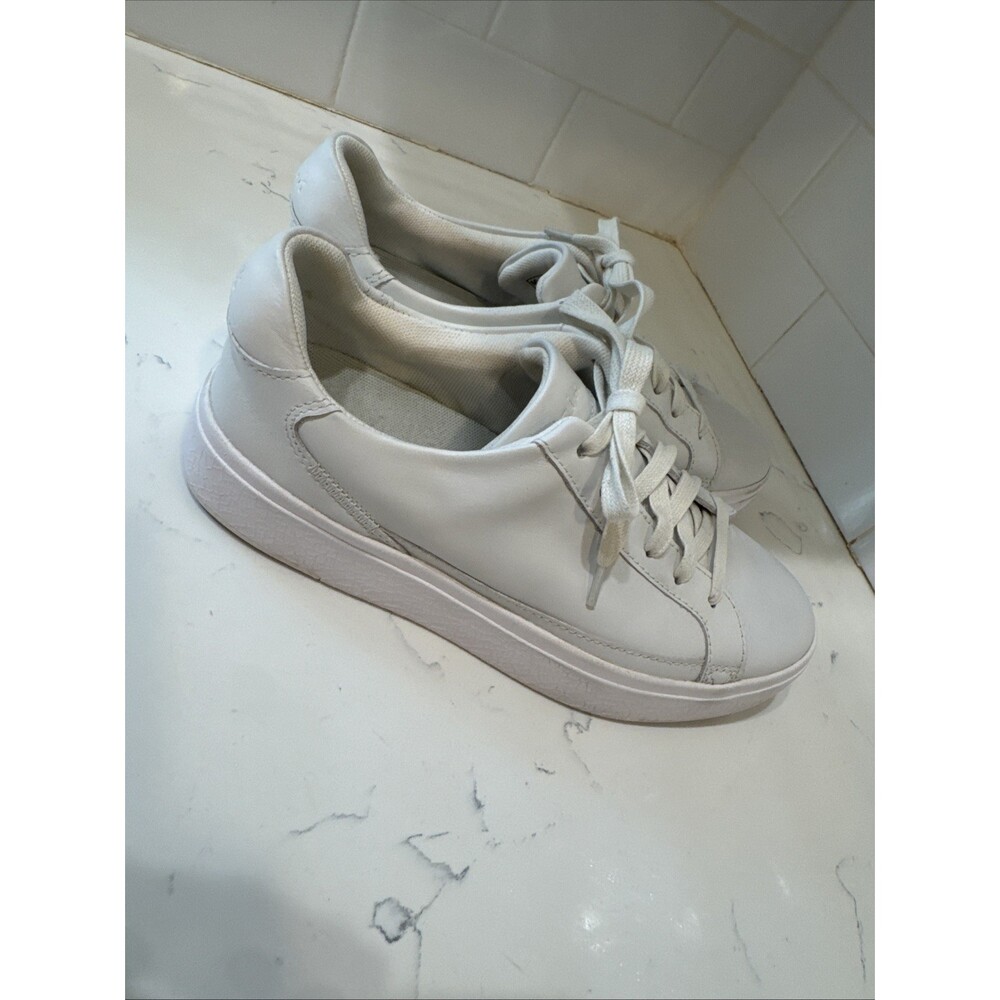 Kizik Vegas White Leather Platform Shoes Lace Up Sneakers Mens 6.5 / Womens 8 W - Picture 8 of 13